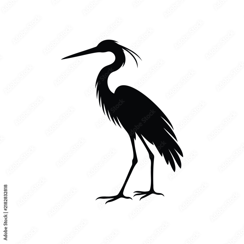 Fototapeta premium Simple heron silhouette vector flat illustration design.