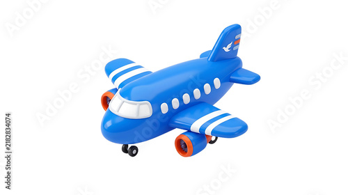 3d render of a cute cartoon airplane isolated on transparent background on a transparent background
