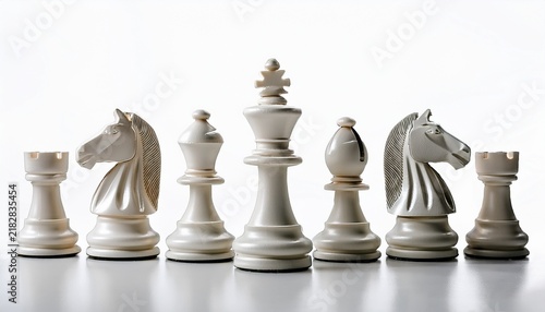 white chess pieces on white background