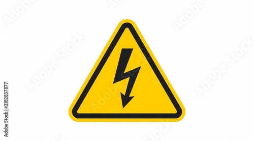 Yellow warning triangle with black lightning bolt symbol indicating high voltage danger and electrical hazard