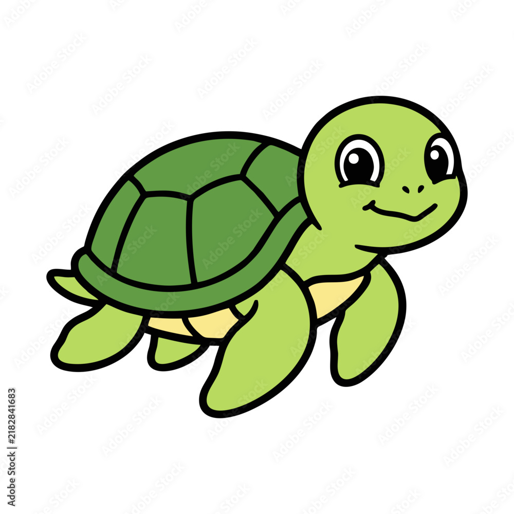 Obraz premium Cute Turtle Color Icon – Sea Animal, Wildlife and Marine Life Illustration