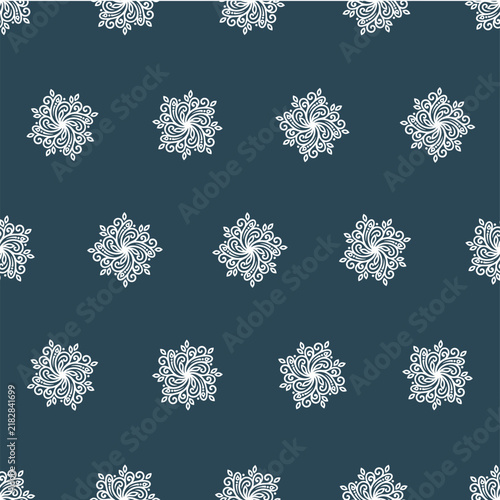 Elegant White Floral Seamless Pattern on Dark Teal