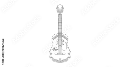 Bild auf Leinwand Decorative Acoustic Guitar Line Art Illustration