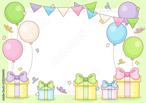 green colorful party rectangle frame