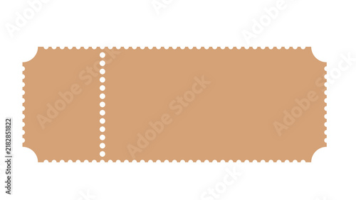 Obraz na płótnie Blank tan admit one event ticket with perforated edge isolated on white backgrou