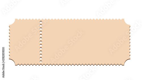 Foto Blank light beige event ticket with scalloped edges and perforated section perfo