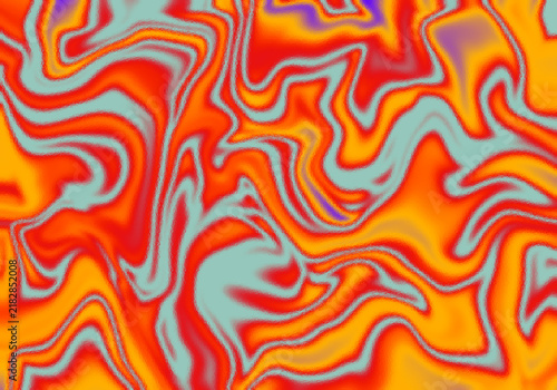 Vibrant Abstract Liquid Marble Texture Background with Swirling Orange Red and Teal Fluid Dynamics