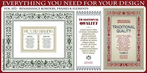 Premium Renaissance Luxury Vintage Frames and Borders Vector Set