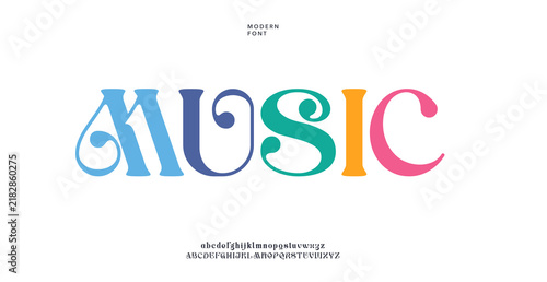 Bild auf Leinwand A colorful music logo with modern font on a white background