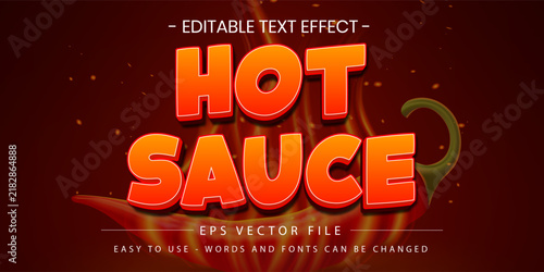 Hot Sauce spicy chili editable text effect vector illustration