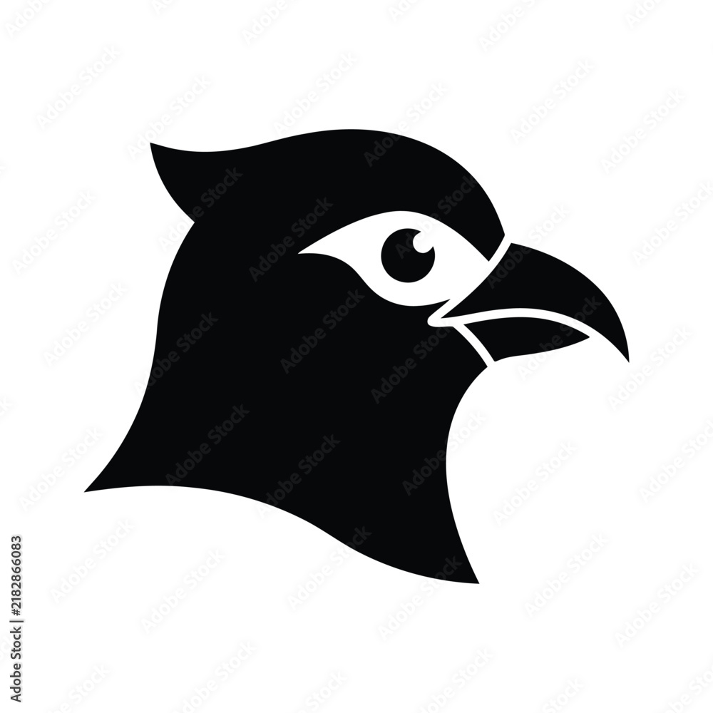 Fototapeta premium Black and white icon of a bird head