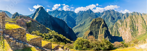 Bild auf Leinwand A panorama view of the historic sanctuary of Machu Picchu in Peru, featuring anc