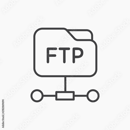 Foto FTP icon flat outline in black