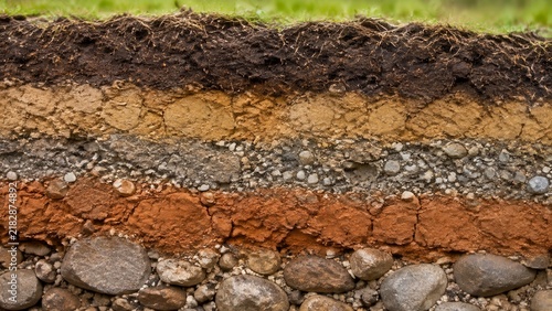 Closeup of a freshly extracted soil core sample showing distinct earth mineral layers.
