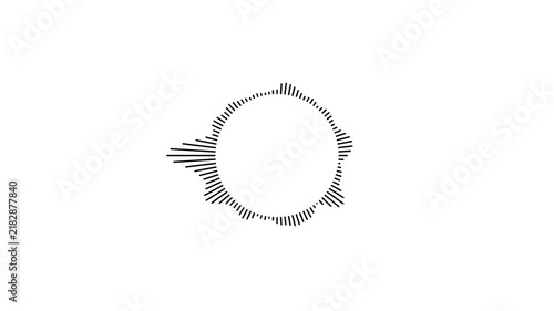 Animated circular sound spectrum and equalizer visualizer with seamless audio wave loop on white background