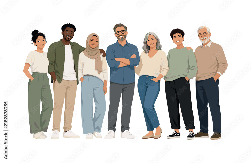 Obraz premium Diverse group of people standing together in casual clothing
