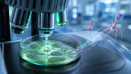 AI-Designed Bacteriophages Studied Under Microscope for Synthetic Biology Research