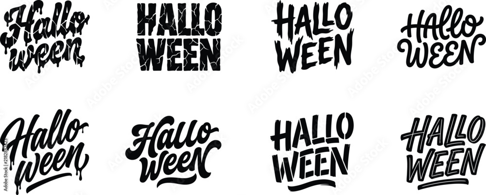 Obraz premium Multiple Hallo Wien typographic designs in various handwritten styles on a white background