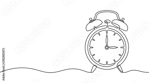Принти на полотні Simple linear illustration of an old-style alarm clock, conveying concepts of ur
