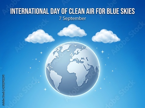 Illustration of earth with clean air and blue skies for environmental awareness day celebration concept