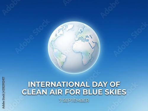 International day of clean air for blue skies celebration with glowing globe illustration