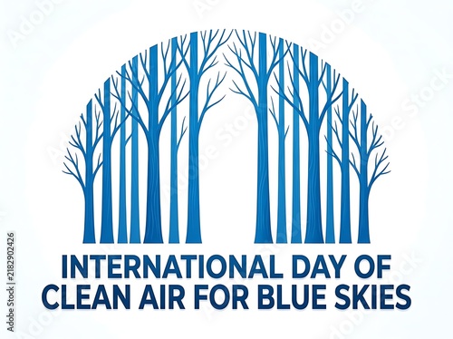 International day of clean air for blue skies illustration with trees forming an arch design