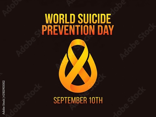 Yellow awareness ribbon for world suicide prevention day event on september tenth