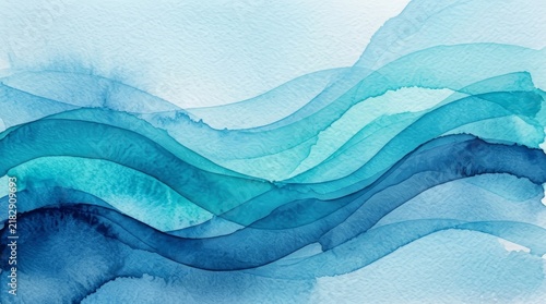 Turquoise and azure watercolor background design for web banners and textures.