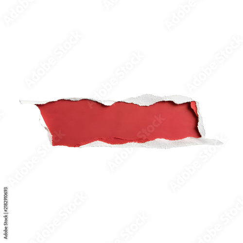 Torn or Ripped Red Paper Isolated on Transparent Background