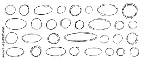 Set of hand drawn marker strokes lines circles check marks and rectangle shapes for note taking and design
