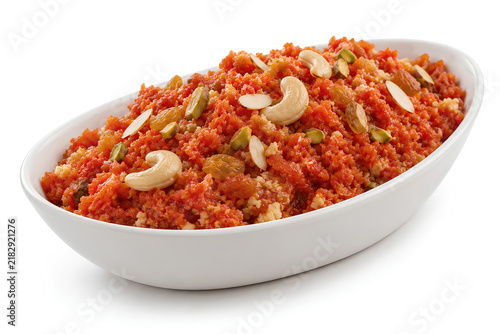 Homemade Gajar Halwa Served With Cashews, Raisins and Pistachios