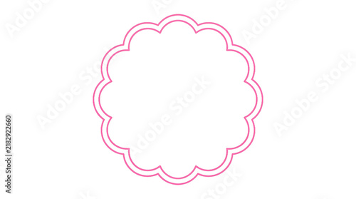 A simple pink scalloped circular frame design element isolated on transparent background