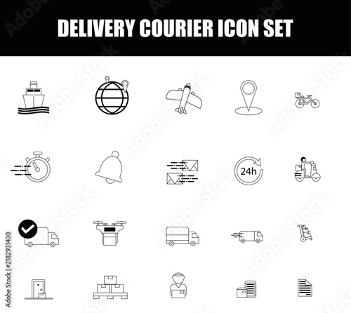 Conjunto de íconos de mensajería. Símbolos con estilo minimalista en blanco y negro. Ilustración vectorial para sitio web, folleto, app y otros.