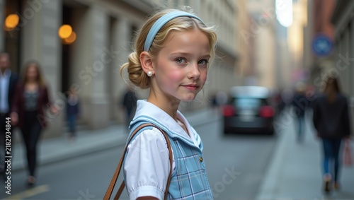 Young Girl in City Street