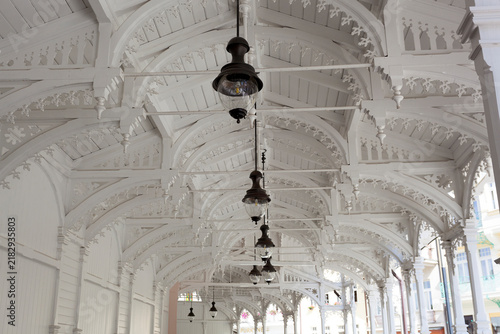 Obraz na płótnie Detailed architecture of a historic building in Karlovy Vary in Czech Republic s