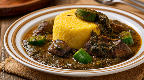 Fungee and Pepperpot, Traditional National Dish of Antigua and Barbuda
