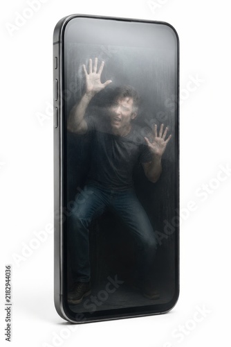 Obraz na płótnie Person Trapped Inside Phone