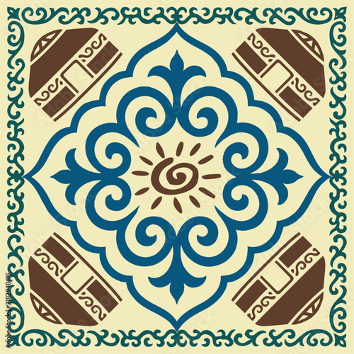 Kazakh nomadic tribes on background
