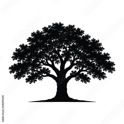 Bold Oak Tree Silhouette