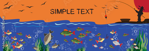 Beautiful Fish. Pattern Fishing. Beautiful summer hobby. Vector poster. EPS.