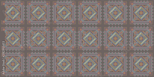 Tribal Mandala Geometric Square Seamless Pattern With Diamond Shape Design