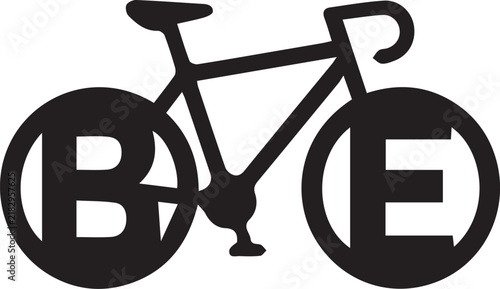 Minimalist Bicycle Typographic Logo Design Featuring Letterform Wheels and Bold Monogram Concept