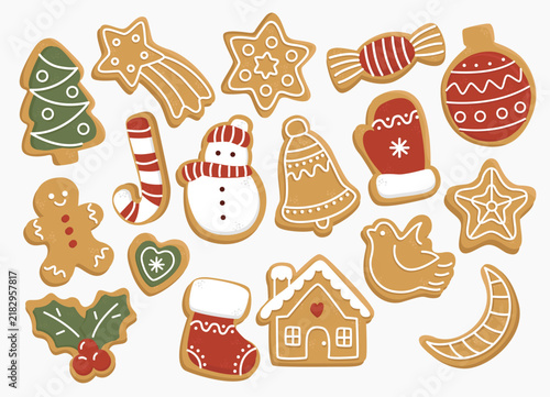 Gingerbread Cookies Christmas Set Cartoon