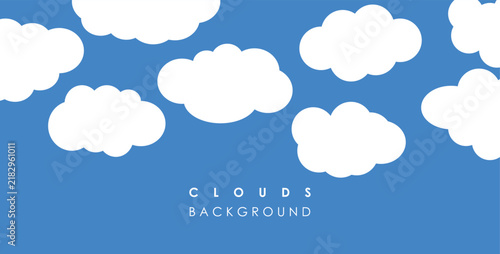 Collection of white cloud illustrations. Vector set of cartoon clouds in flat design.Cloud.