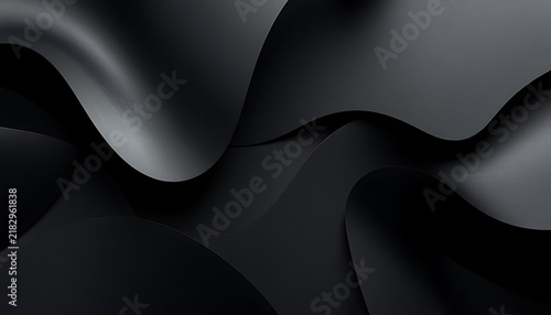 Abstract background featuring smooth flowing dark grey fabric waves with soft shadows and elegant curves