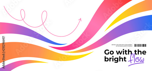 Color Line Dynamic Splash Shape. Abstract Gradient Swoosh Wave. Vector Rainbow Flow Geometric Lines.