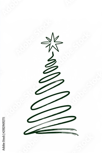 Minimalist Christmas tree line art design with a star on top in a simple yet creative style Generative AI