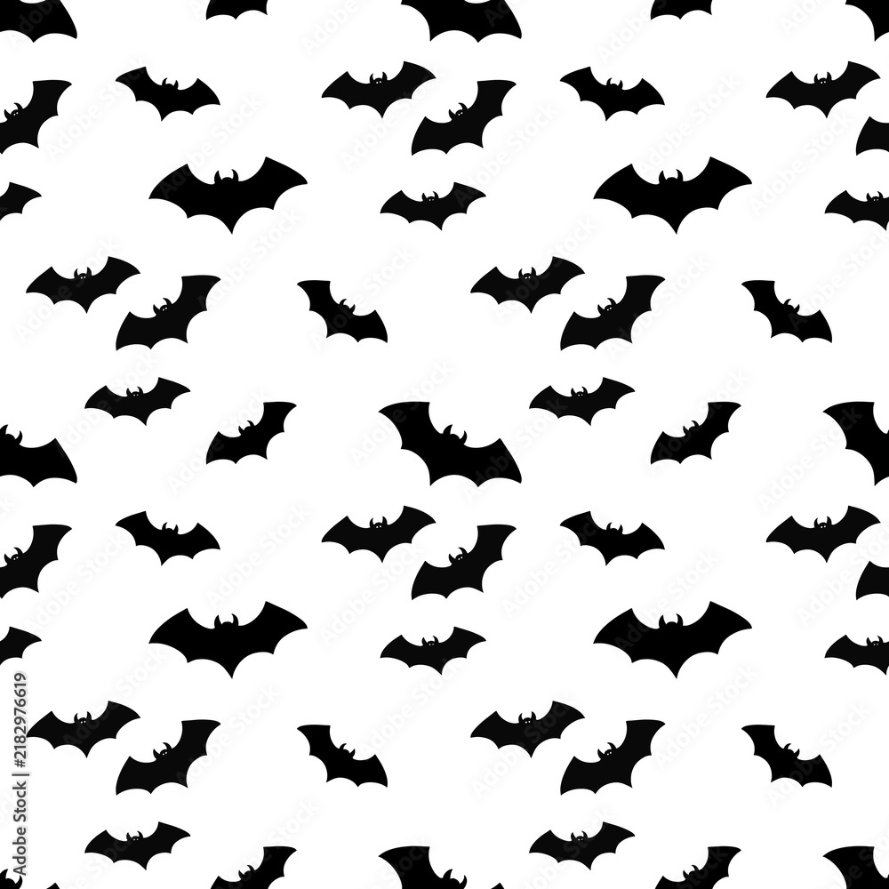 Fototapeta premium Black Bats Seamless Pattern Background