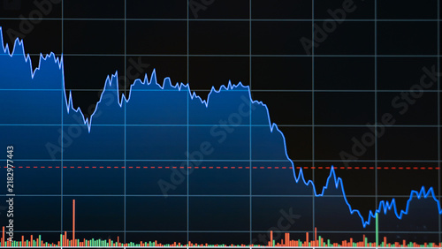 Obraz na plátně Financial stock market trading chart showing volatile price trend on dark digita