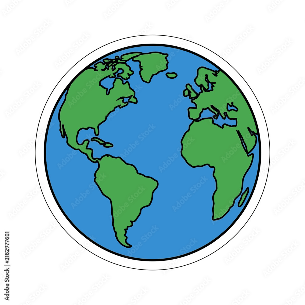 Obraz premium Stylized globe illustration with continents and oceans